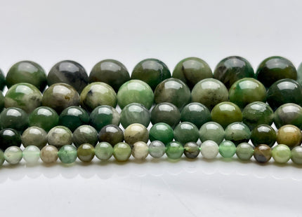 4mm 6mm 8mm 10mm 12mm Natural Smooth Round Mongolian Jade Gemstone Beads Green Color Rare Multi Green Jade High Polished Loose Beads #3875
