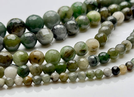 4mm 6mm 8mm 10mm 12mm Natural Faceted Round Mongolian Jade Gemstone Beads Green Color Rare Multi Green Mongolian Jade Loose Beads #3877