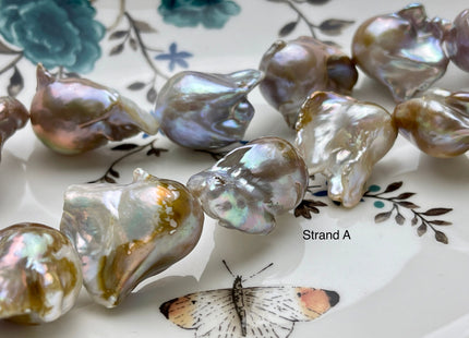 One-Of-A-Kind 18x23-22x30 mm AAA Very Rare HUGE Baroque Freshwater Pearl Bead Genuine Natural Seaweed Mauve Champagne Baroque Pearls #P1920