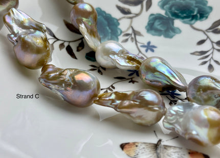 One-Of-A-Kind 18x23-22x30 mm AAA Very Rare HUGE Baroque Freshwater Pearl Bead Genuine Natural Seaweed Mauve Champagne Baroque Pearls #P1920