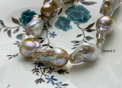 One-Of-A-Kind 18x23-22x30 mm AAA Very Rare HUGE Baroque Freshwater Pearl Bead Genuine Natural Seaweed Mauve Champagne Baroque Pearls #P1920
