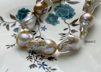 One-Of-A-Kind 18x23-22x30 mm AAA Very Rare HUGE Baroque Freshwater Pearl Bead Genuine Natural Seaweed Mauve Champagne Baroque Pearls #P1920