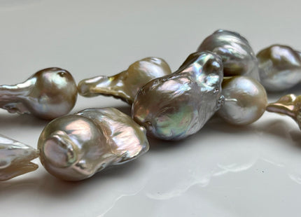 One-Of-A-Kind 16x20-20x30 mm AAA Very Rare HUGE Baroque Freshwater Pearl Bead Genuine Natural Seaweed Mauve Pink Baroque Pearls #P1922