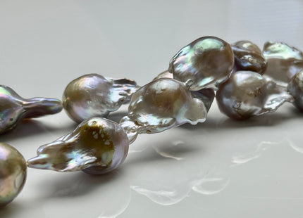 One-Of-A-Kind 16x20-20x30 mm AAA Very Rare HUGE Baroque Freshwater Pearl Bead Genuine Natural Seaweed Mauve Pink Baroque Pearls #P1922