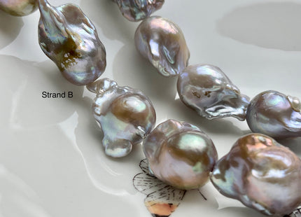 One-Of-A-Kind 16x20-20x30 mm AAA Very Rare HUGE Baroque Freshwater Pearl Bead Genuine Natural Seaweed Mauve Pink Baroque Pearls #P1922