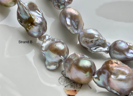 One-Of-A-Kind 16x20-20x30 mm AAA Very Rare HUGE Baroque Freshwater Pearl Bead Genuine Natural Seaweed Mauve Pink Baroque Pearls #P1922