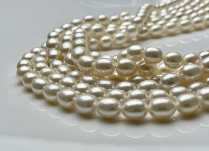 8x10 mm AAA Natural White Rice Shape Freshwater Pearl Beads Genuine Freshwater Rice/Oval Pearls High Quality Pearl Beads #P1840