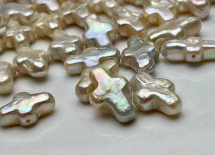 One Piece 10x15-16mm AAAAA Super High Luster Natural Pink Cross Coin Freshwater Pearl Genuine Top Quality Cross Freshwater Pearl #P1841