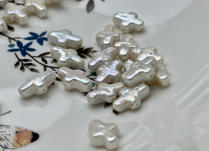One Piece 10x15-16mm AAAAA Super High Luster Natural White Cross Coin Freshwater Pearl Genuine Top Quality Cross Freshwater Pearl #P1842