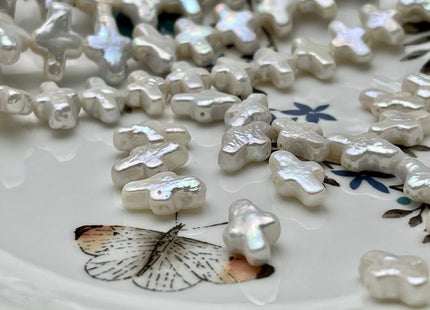 One Piece 10x15-16mm AAAAA Super High Luster Natural White Cross Coin Freshwater Pearl Genuine Top Quality Cross Freshwater Pearl #P1842