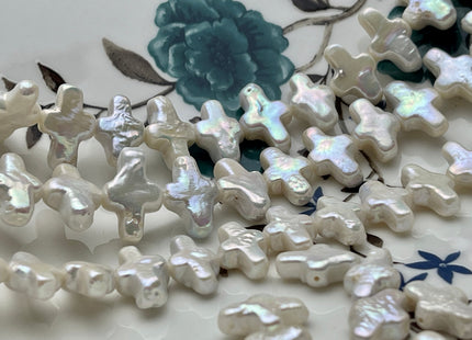 One Piece 10x15-16mm AAAAA Super High Luster Natural White Cross Coin Freshwater Pearl Genuine Top Quality Cross Freshwater Pearl #P1842
