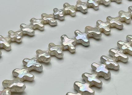 One Piece 10x15-16mm AAAAA Super High Luster Natural White Cross Coin Freshwater Pearl Genuine Top Quality Cross Freshwater Pearl #P1842