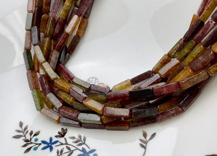 4-5x13 mm Cuboid Tube Shape Multi Color Quartz Gemstone Beads Green Yellow Strawberry Pink Quartz Beads Loose Beads 15.5 Inches Strand #3824