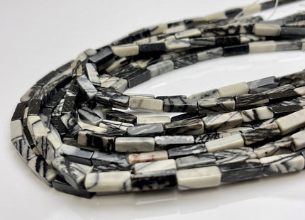 4-5x13 mm Cuboid Tube Shape Black Spider Web Jasper Gemstone Beads Jasper Gemstones Loose Beads 15.5 Inches Strand #3825