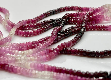 3.5-4mm AAA Natural Shaded Ruby Gemstone Beads Faceted Rondelle Shape Genuine Gemmy Pink Ruby Tiny Beads 8 Or 16 Inches Strand #3840