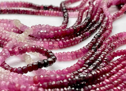 3.5-4mm AAA Natural Shaded Ruby Gemstone Beads Faceted Rondelle Shape Genuine Gemmy Pink Ruby Tiny Beads 8 Or 16 Inches Strand #3840
