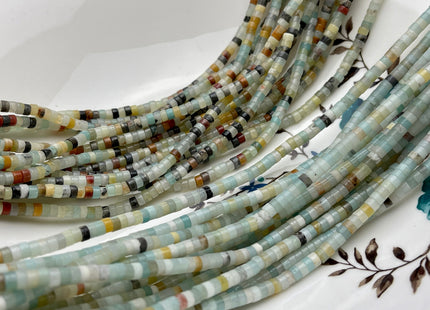 2x4mm Natural Color Amazonite Heishi Rondelle Shape Genuine Amazonite Discs Gemstone Loose Beads 15.5 Inches Strand #3102
