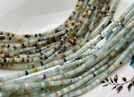 2x4mm Natural Color Amazonite Heishi Rondelle Shape Genuine Amazonite Discs Gemstone Loose Beads 15.5 Inches Strand #3102