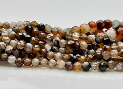 4mm 6mm Faceted Round Agate Gemstone Beads Multi Brown Gray White Genuine Heat Treated Agate Gemstone Loose Beads 14 Inches Strand #3883