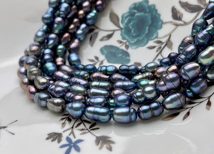 7x10-14 mm Rainbow Blue Peacock Baroque Freshwater Pearl Beads Genuine High Luster Peacock Baroque Freshwater Pearls 36 Pieces #P1855
