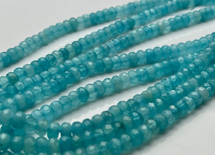 BEST DEAL 4x6 mm Faceted Rondelle Aqua Blue Color Agate Gemstone Beads Genuine Agate Gemstone Loose Beads 15 Inches Strand #3835