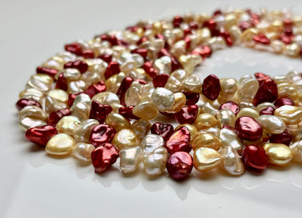 7x10mm AAA Super High Luster Gold Red Natural White Pink Keshi Nugget Freshwater Pearl Beads Genuine Natural Keshi Pearls #P1847