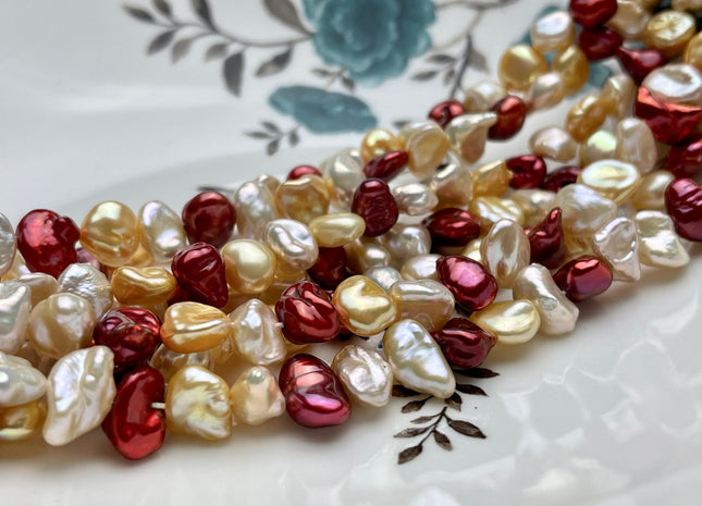 7x10mm AAA Super High Luster Gold Red Natural White Pink Keshi Nugget Freshwater Pearl Beads Genuine Natural Keshi Pearls #P1847