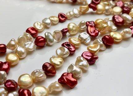 7x10mm AAA Super High Luster Gold Red Natural White Pink Keshi Nugget Freshwater Pearl Beads Genuine Natural Keshi Pearls #P1847