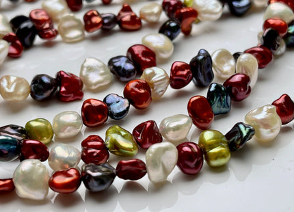 8x11mm AAA Super High Luster Mixed Color Keshi Nugget Freshwater Pearl Beads Genuine Natural Keshi Nugget Pearls #P1848