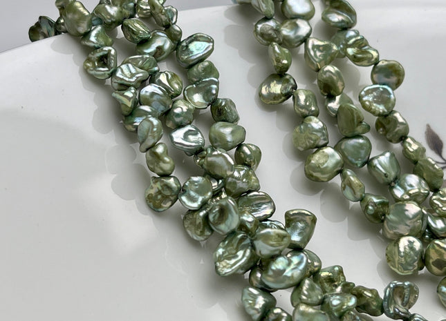 5-7x7-9mm Sage Green Color Keshi Freshwater Pearl Beads Top Drilled Keshi Pearls Genuine Freshwater Tiny Keshi Pearls #P1852