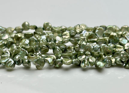 5-7x7-9mm Sage Green Color Keshi Freshwater Pearl Beads Top Drilled Keshi Pearls Genuine Freshwater Tiny Keshi Pearls #P1852