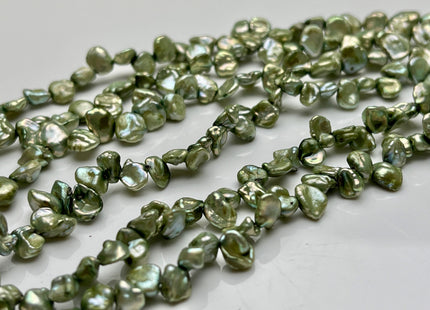 5-7x7-9mm Sage Green Color Keshi Freshwater Pearl Beads Top Drilled Keshi Pearls Genuine Freshwater Tiny Keshi Pearls #P1852