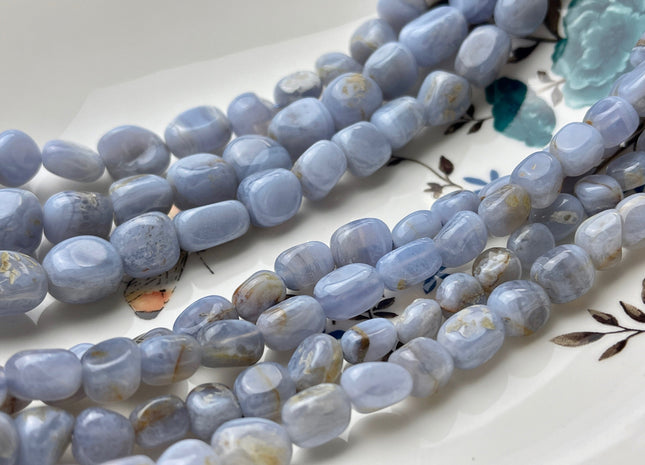 7-8x8-10mm Or 8-11x11-12mm Natural Blue Lace Agate Gemstone Nugget Beads Genuine Light Sky Blue Color Lace Agate Nugget Gemstone Beads #3879