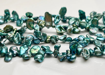 7x12-20 mm Or 8-9x14-24 mm AA Metallic Green Top Drilled Keshi Freshwater Pearls Genuine Green Color Freshwater Keshi Pearl Beads #P1919