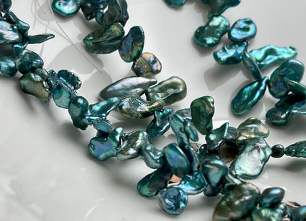 7x12-20 mm Or 8-9x14-24 mm AA Metallic Green Top Drilled Keshi Freshwater Pearls Genuine Green Color Freshwater Keshi Pearl Beads #P1919