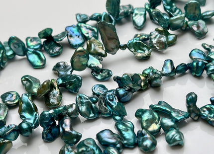 7x12-20 mm Or 8-9x14-24 mm AA Metallic Green Top Drilled Keshi Freshwater Pearls Genuine Green Color Freshwater Keshi Pearl Beads #P1919