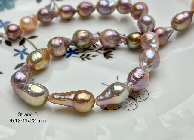 8-10x19-22 mm AAAA Very Rare Mauve Pink Baroque Edison Pearl Genuine Natural High Luster Tear Drop Edison Pearl With Iridescent Color #P1942