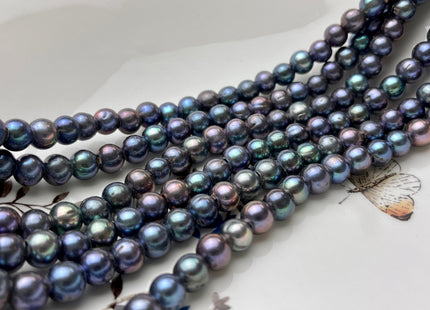 8mm AAA Rainbow Peacock Color Off Round Shape Freshwater Pearl Beads Hole Size 3.0mm Genuine High Luster Large Hole Pearl 55 Beads #P1915