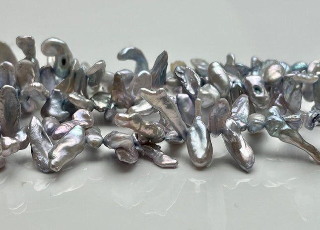 5x11-17 mm Baby Gray Blue Color Top Drilled Keshi Freshwater Pearls Genuine Baby Gray Blue Color Freshwater Keshi Pearl Beads #P1934