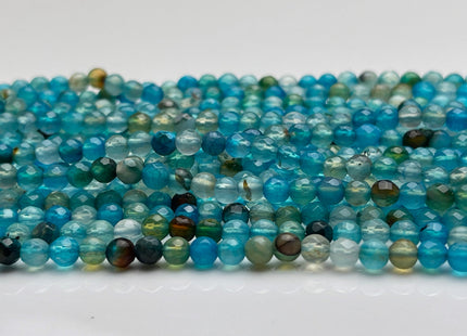 4 mm Faceted Round Black Brown Apatite Blue Color Agate Gemstone Beads Genuine Agate Gemstone Loose Beads 14 Inches Strand #3894
