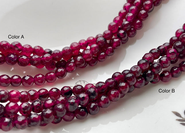 6 mm Faceted Round Dark Purple Mahogany Color Agate Gemstone Beads Genuine Agate Gemstone Loose Beads 14 Inches Strand #3893