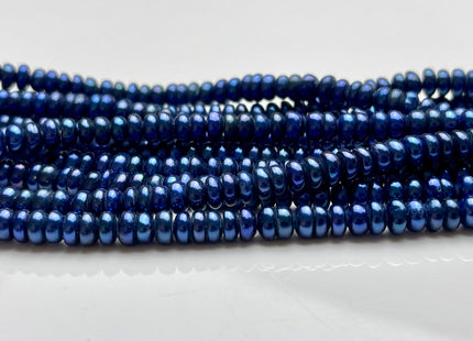 5.5-6 mm AAA Half Strand Large Hole Royal Blue Peacock Button/Rondelle Freshwater Pearl Hole Size 1.2mm Genuine Freshwater Pearl #P1866