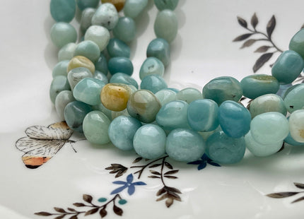 10-11x11-13mm Natural Brown And Blue Color Amazonite Gemstone Irregular Nugget Beads Genuine Amazonite Irregular Nugget Gemstone Beads #3849