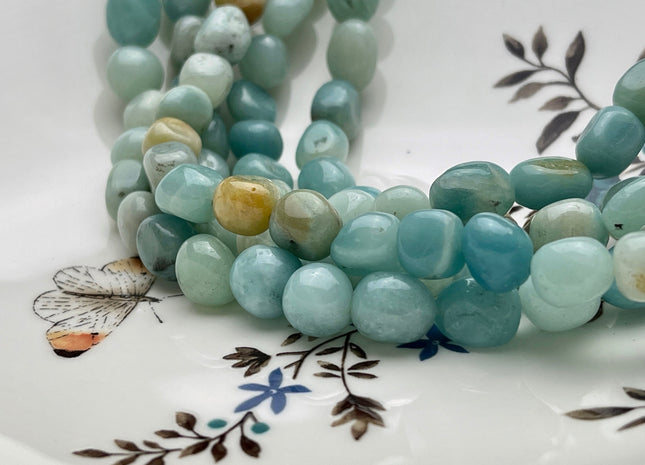 10-11x11-13mm Natural Brown And Blue Color Amazonite Gemstone Irregular Nugget Beads Genuine Amazonite Irregular Nugget Gemstone Beads #3849