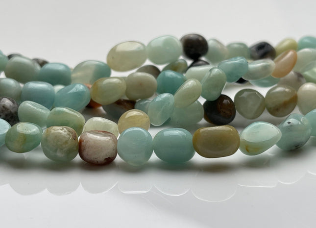 8-9x9-11 mm Natural Brown And Blue Color Amazonite Gemstone Irregular Nugget Beads Genuine Amazonite Irregular Nugget Gemstone Beads #3850