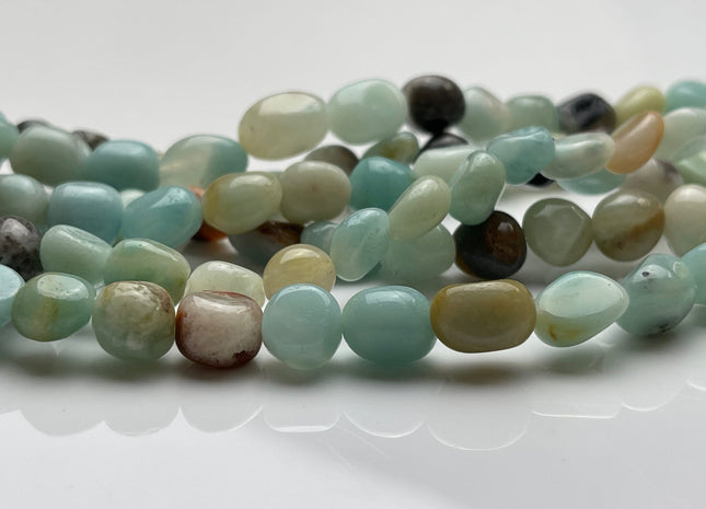 8-9x9-11 mm Natural Brown And Blue Color Amazonite Gemstone Irregular Nugget Beads Genuine Amazonite Irregular Nugget Gemstone Beads #3850