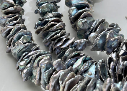 17-24 mm AAA Very Rare Silver Gray Color Keshi Freshwater Pearl Beads Center Drilled Cornflake Shape Chip Petal Pearls #P1874