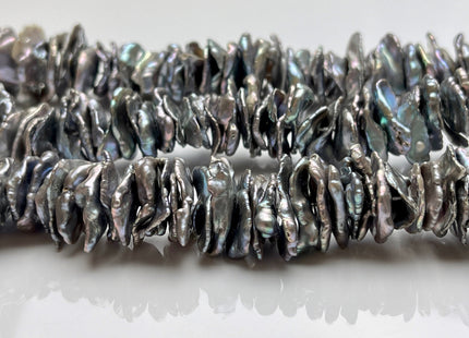 17-24 mm AAA Very Rare Silver Gray Color Keshi Freshwater Pearl Beads Center Drilled Cornflake Shape Chip Petal Pearls #P1874