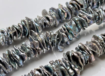 17-24 mm AAA Very Rare Silver Gray Color Keshi Freshwater Pearl Beads Center Drilled Cornflake Shape Chip Petal Pearls #P1874