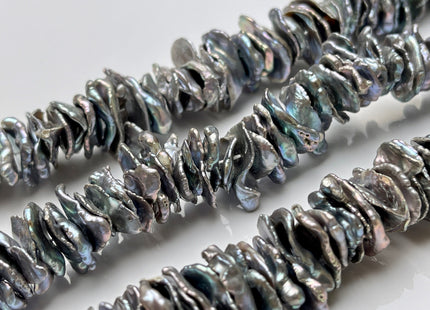 17-24 mm AAA Very Rare Silver Gray Color Keshi Freshwater Pearl Beads Center Drilled Cornflake Shape Chip Petal Pearls #P1874